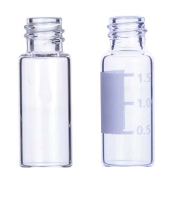 Clear Glass Screw Top, 2 ml, HPLC Autosampler Vials with PP Caps PTFE/Silicon Septa & write-on patch -100pk